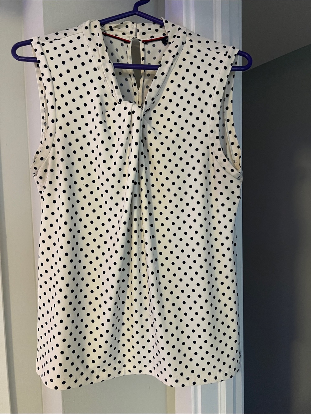 Tommy Hilfiger White Sleeveless Polka Dot Camisole - Black Dots